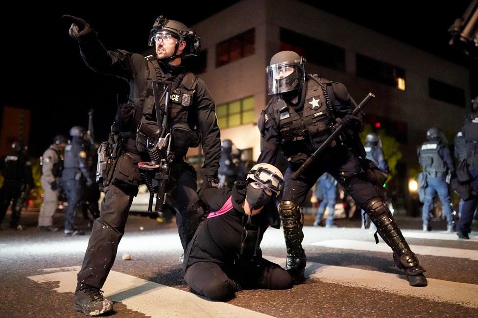 Police arrest a demonstrator