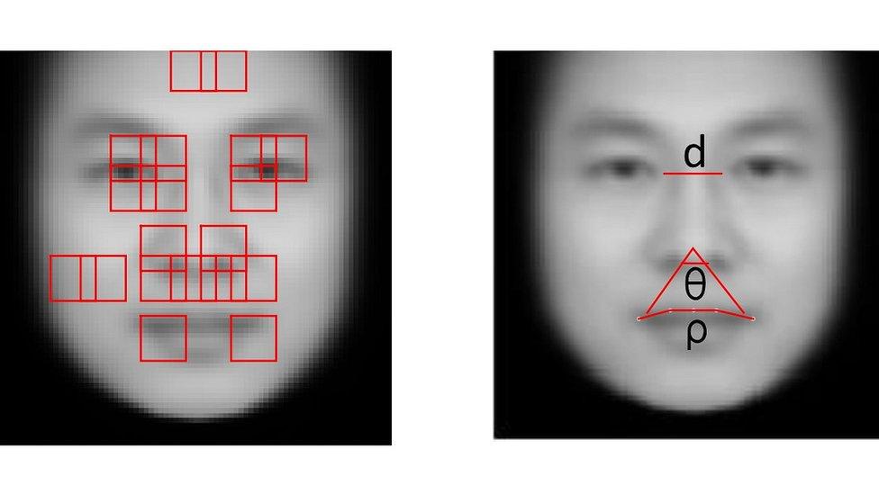 A face with markings drawn on