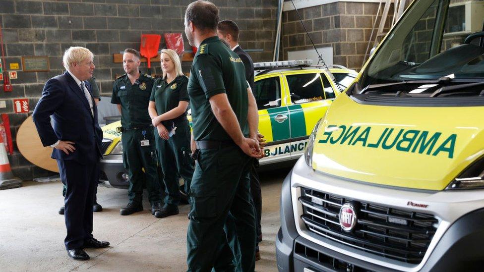 Boris Johnson visiting a hospital in 2019