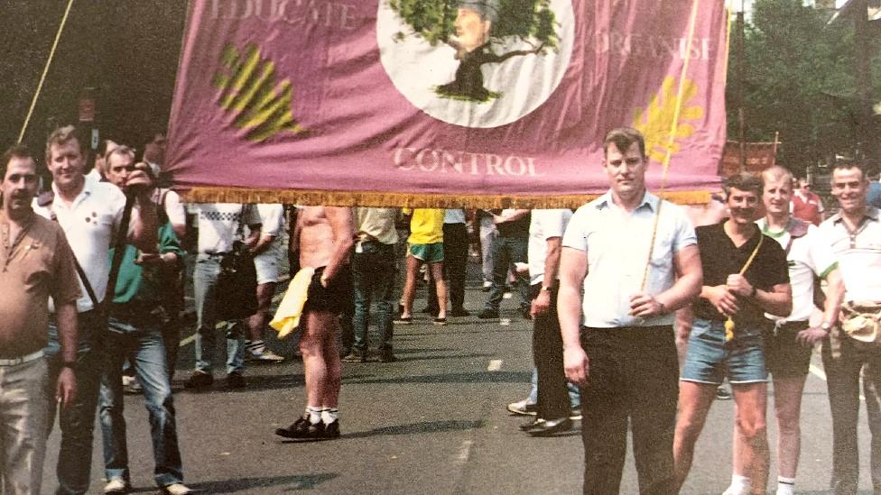 Ron Stoate and his brothers on a march