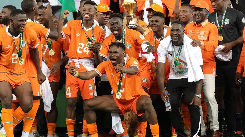 Ivory Coast football team celebrates