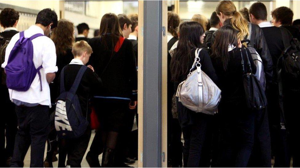 Secondary pupils in corridor