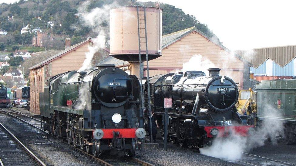 Trains at Minehead station