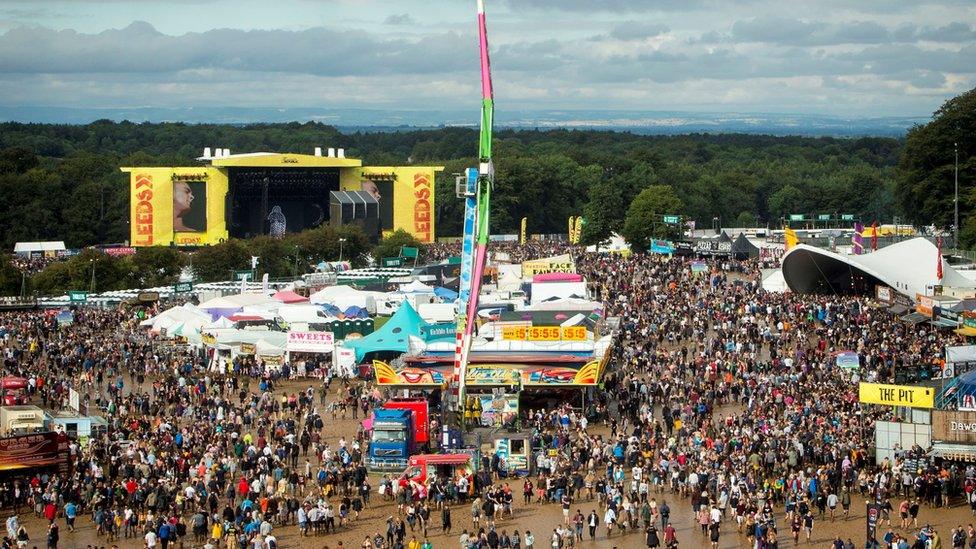 View of Leeds Festival at Bramham Park in West Yorkshire