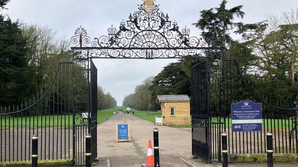 A gate entrance to Cirencester Park