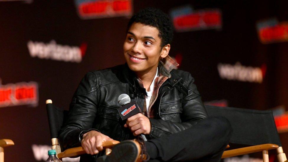 Chance Perdomo at a press conference for Sabrina