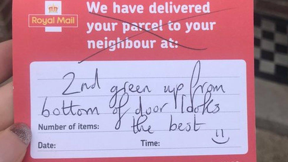 Note from the post lady