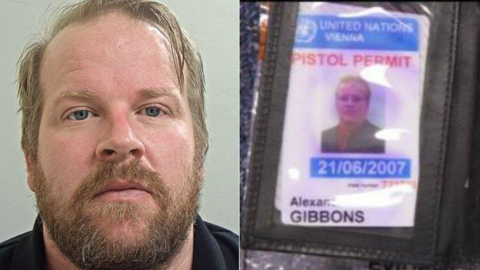 Alexander Gibbons and his fake UN security pistol permit