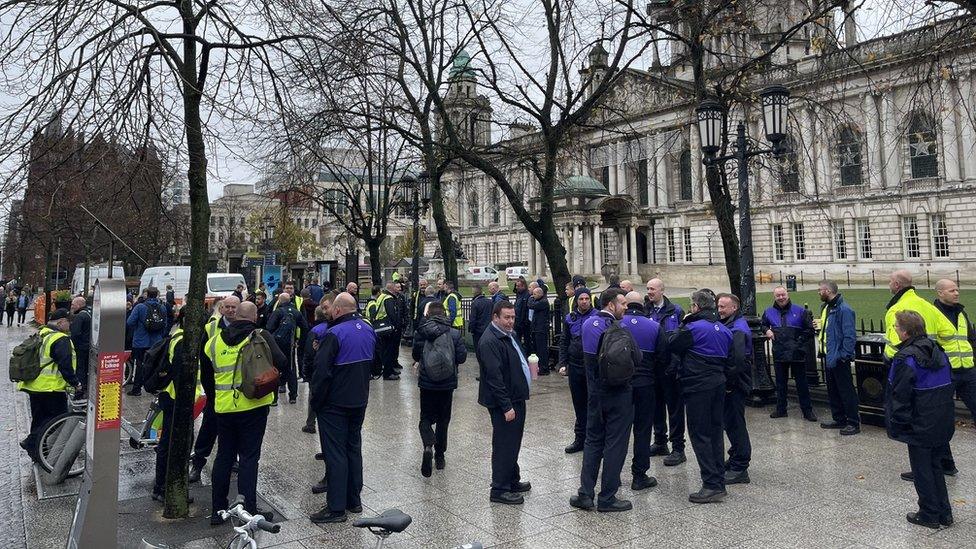 Bus drivers protest outside Belfast City Hall