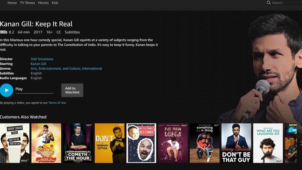 A still of some comedy specials offered on Amazon Prime Video