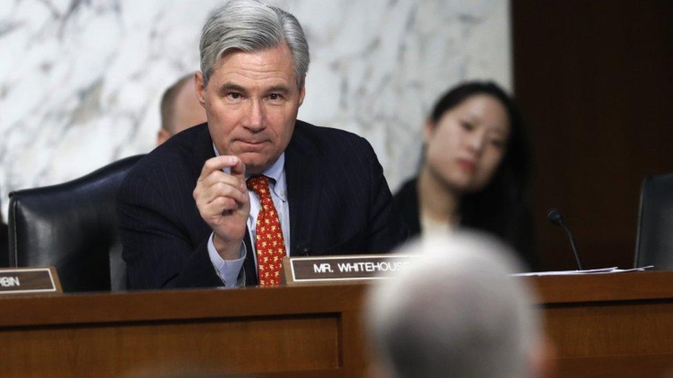 Sheldon Whitehouse's questioning appeared to be the most uncomfortable for Mr Gorsuch