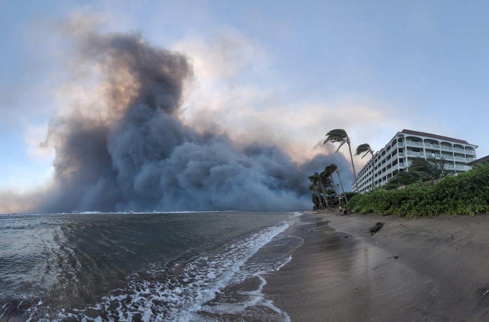 Smoke billows near Lahaina