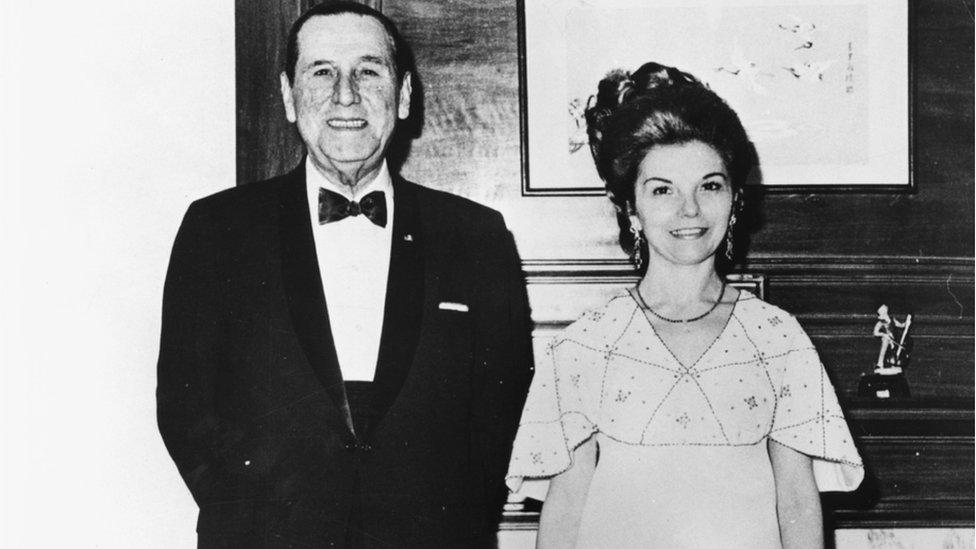 President Juan Peron of Argentina and his wife, Isabel Martinez de Peron, wearing formal dress during a visit to the president and vice-president, Buenos Aires, October 19th 1973