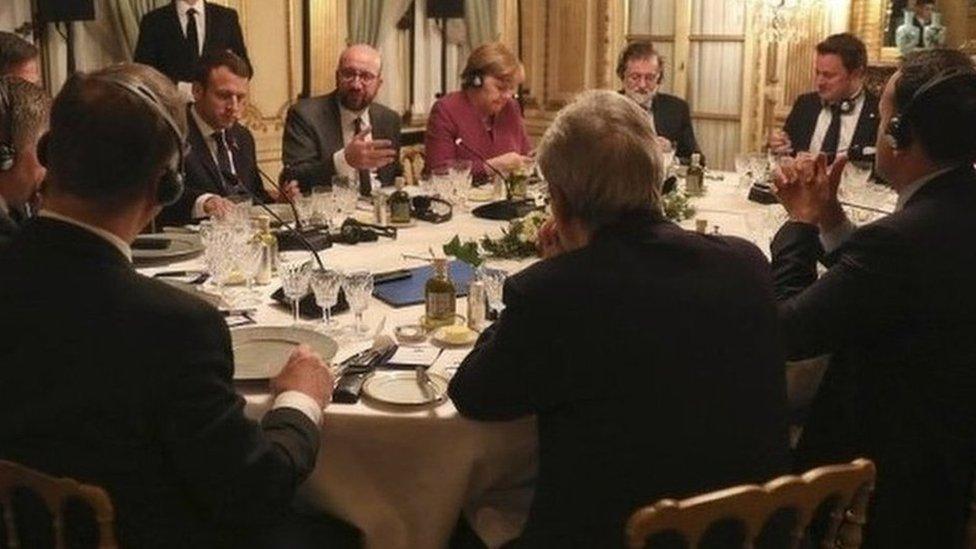 Angela Merkel, Emmanuel Macron and other EU leaders at a recent meeting in Brussels