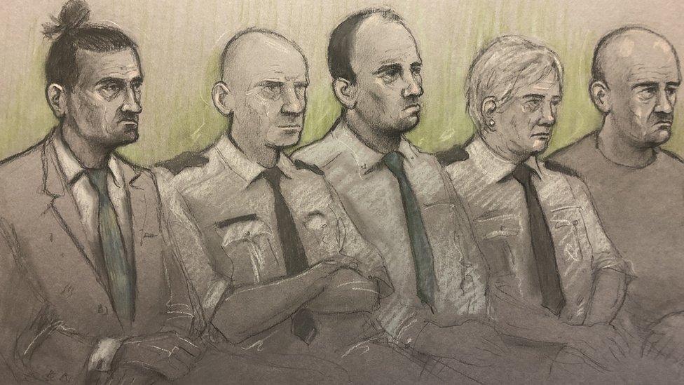 Mr Evesham, left, Mr Harley, middle, and Mr Osborne, right, at Newport Crown Court