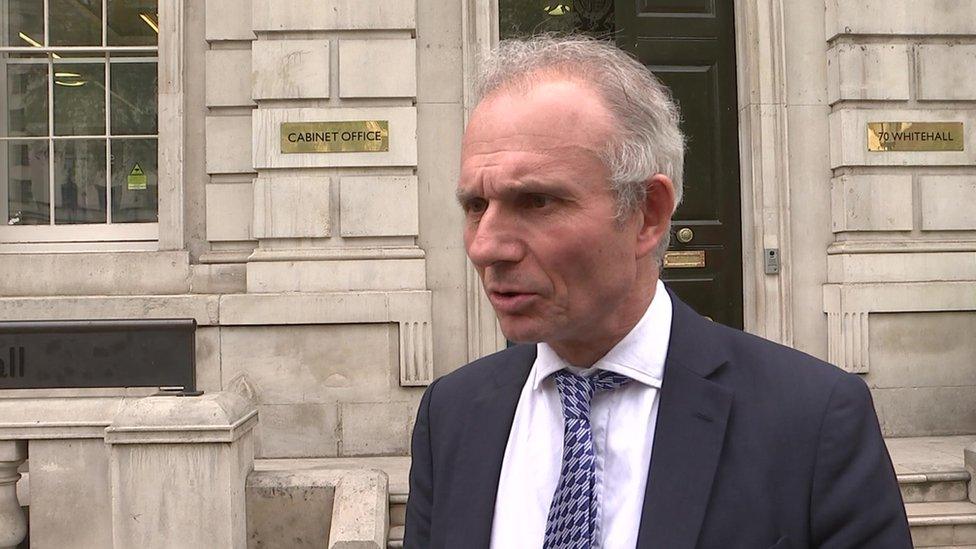 Cabinet Office Minister David Lidington speaks to reporters after the meeting