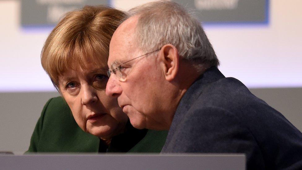 Angela Merkel with Wolfgang Schäuble in 2016