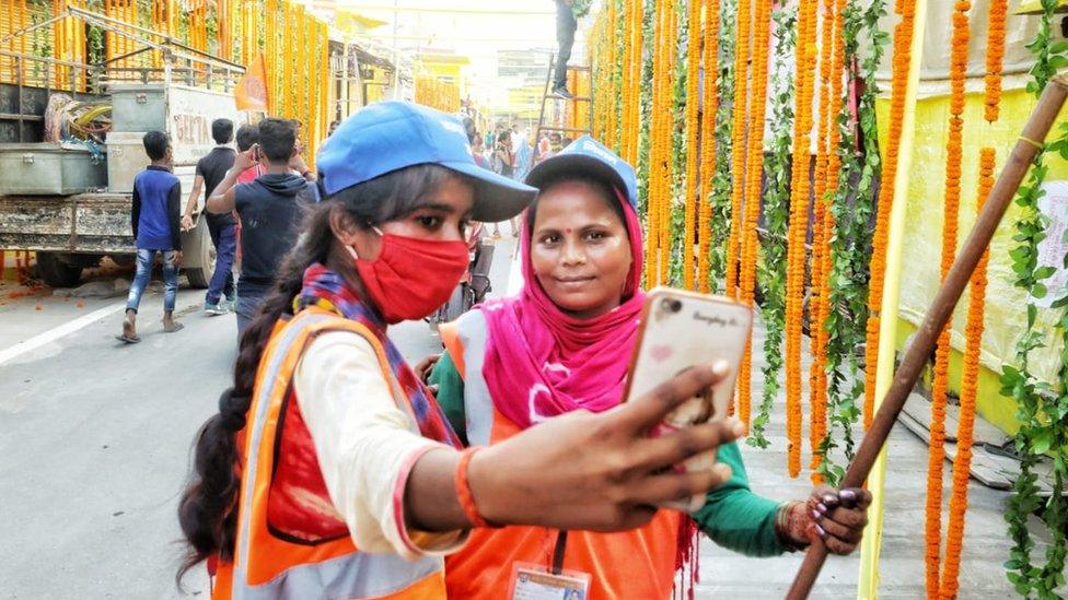 Two women take a selifie