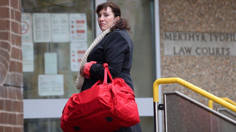Librarian Elizabeth Macregor arriving at Merthyr Tydfil Crown Court