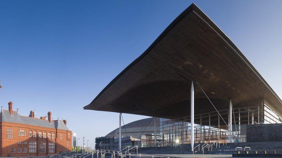 The Senedd building in Cardiff Bay