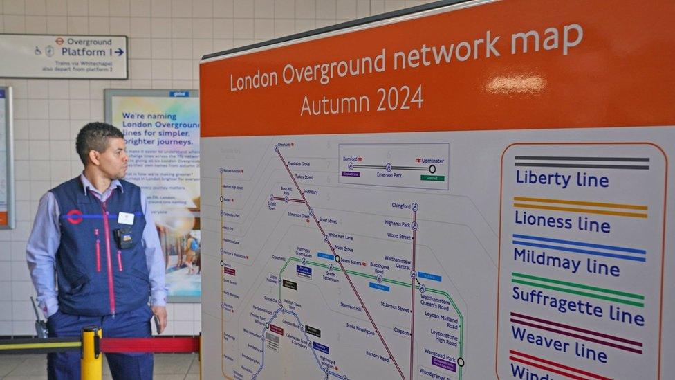 photograph of London overground rebranded map