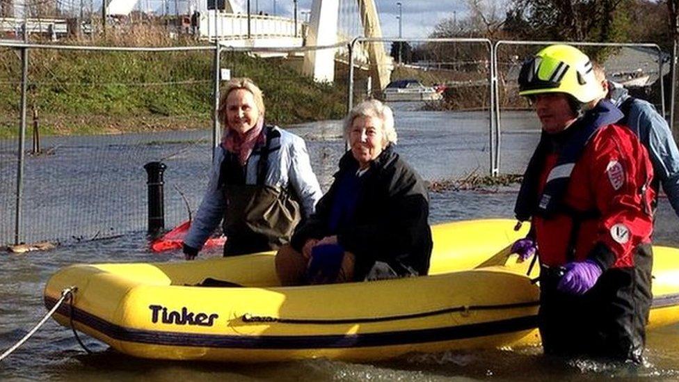 A flood rescue operation in Surrey