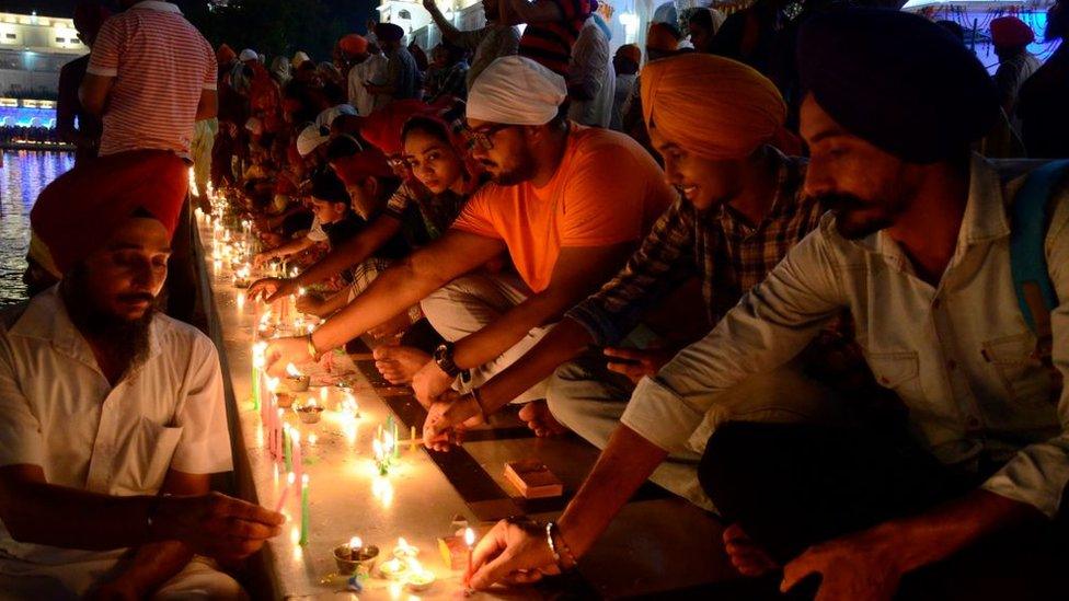 Indian Sikh devotees