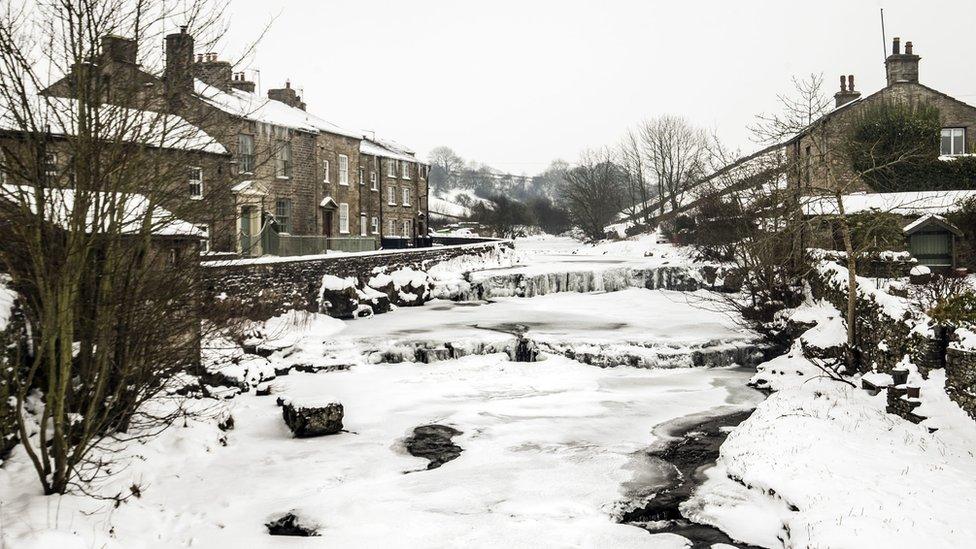 Frozen Gayle Beck at Hawes in the Yorkshire Dales National Park