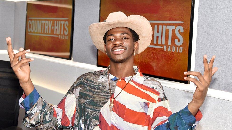 Lil Nas X at a radio station