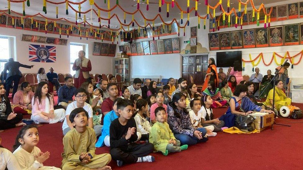 People at the Hindu Temple in Southampton