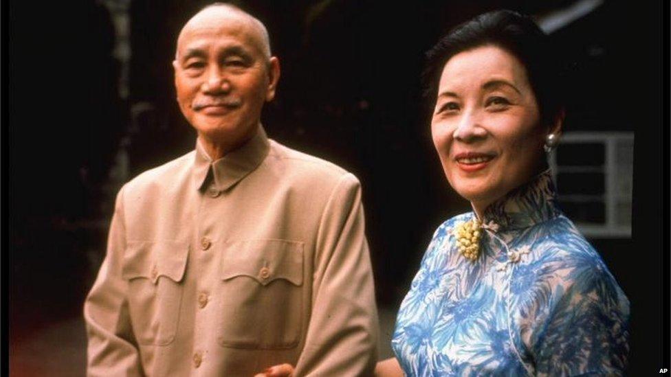 Chiang Kai-Shek with his wife, Madame Chiang Kai-Shek, Soong Mei-Ling (June 1964)