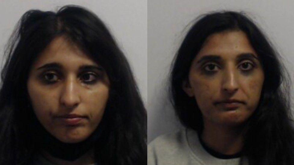 Mugshots of Husna Khan and Farah Khan in police custody