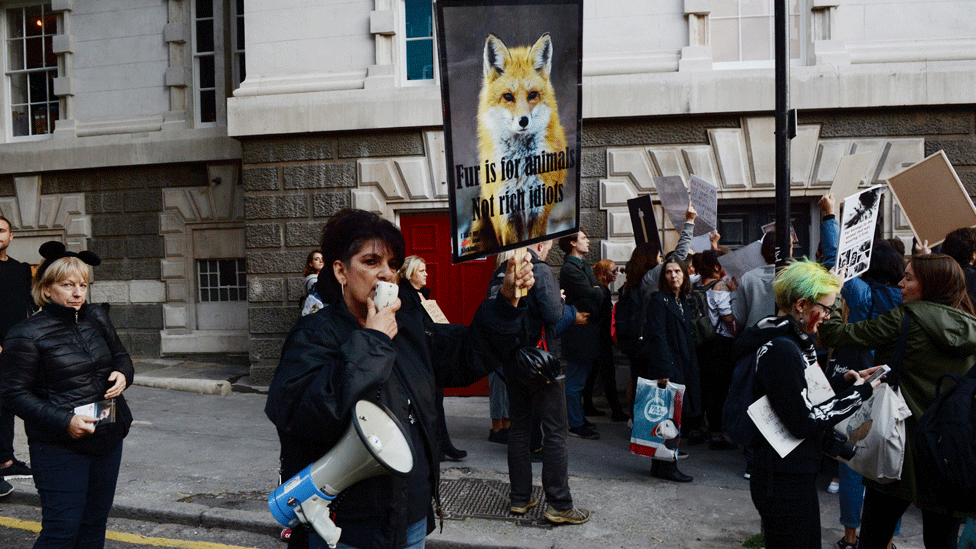 Fur protest at LFW