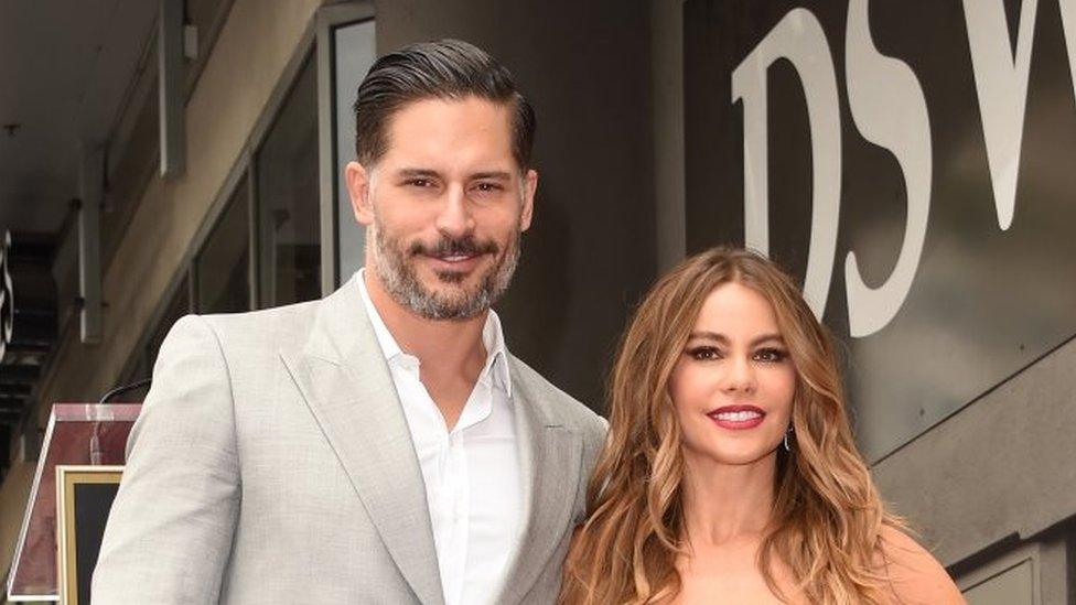 Sofia Vergara, US actress, with husband Joe Manganiello, on the Hollywood Walk of Fame, 2015