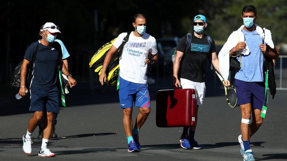 Players on non-Covid affected flights were able to leave their rooms for training sessions