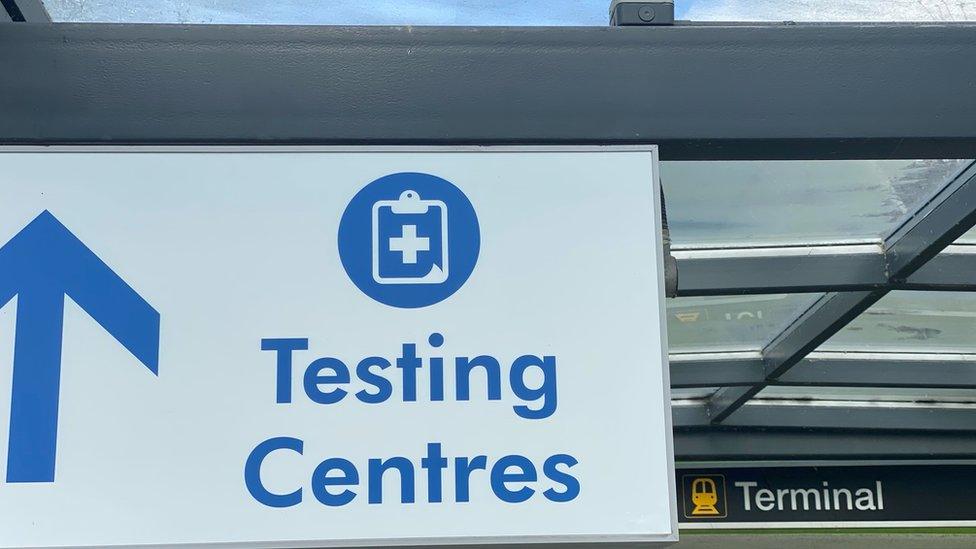 Testing sign at Stansted