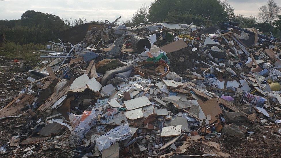 The illegal waste site near Wimborne in East Dorset