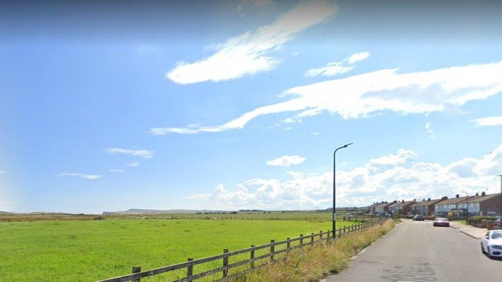 Area in front of closed stretch of beach at Marske-by-the-Sea