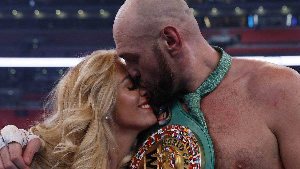 Paris and Tyson Fury after his win at Wembley