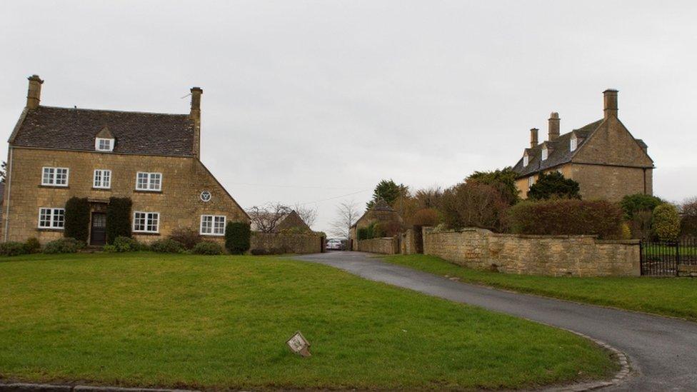 Hill Farm House, (L) Willersey, Broadway, Worcestershire, where Tini Owens, 65, lives and Manor House (R) where Hugh John Owens, 78, lives.