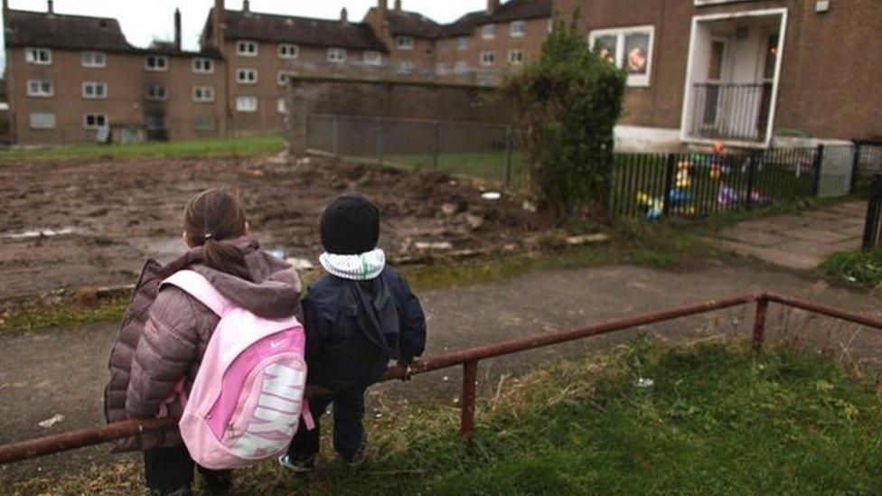 Children on a housing estate