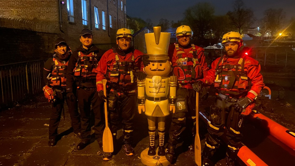 Flood rescue members with the Nutcracker