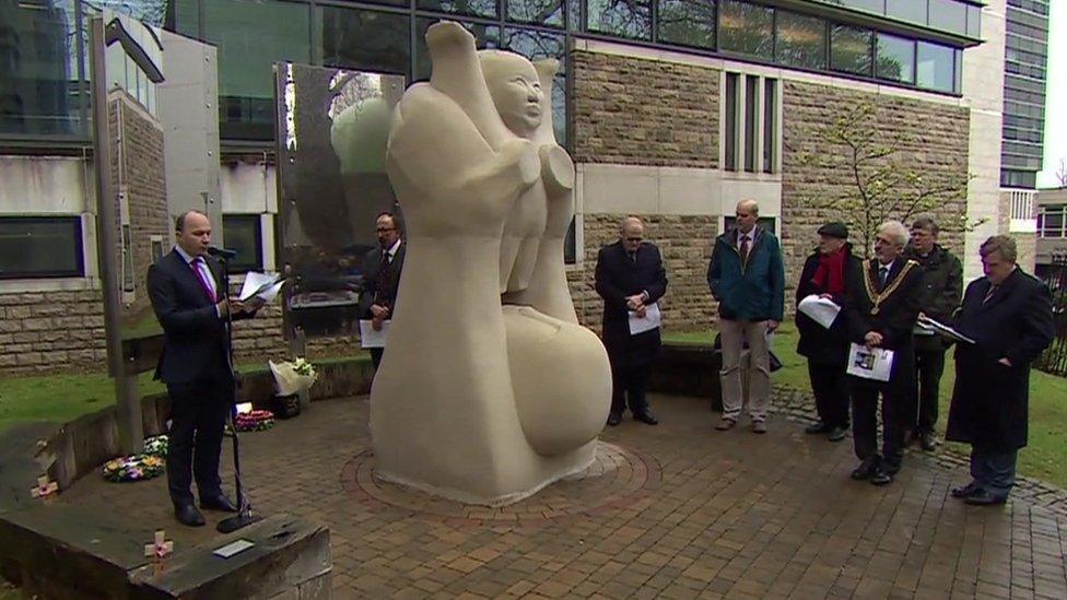 Memorial ceremony at Plymouth University for the 75th anniversary of the Portland Square bombings in World War Two