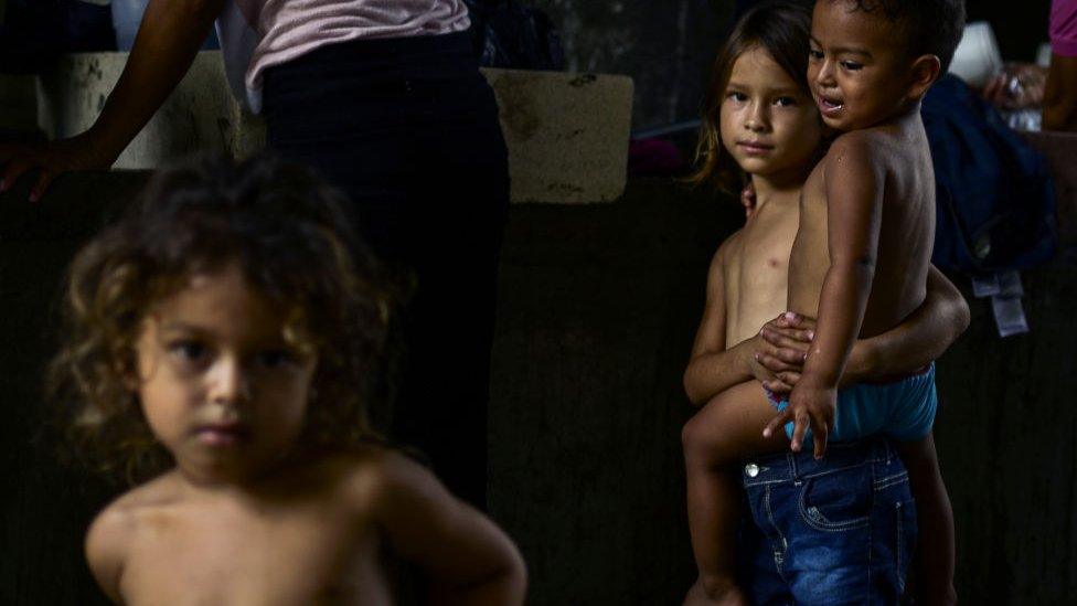 Migrant children in Mexico hoping to get to America.