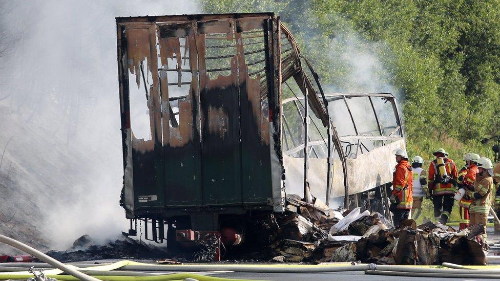 Bus crash scene on A9 near Hof (3 July)