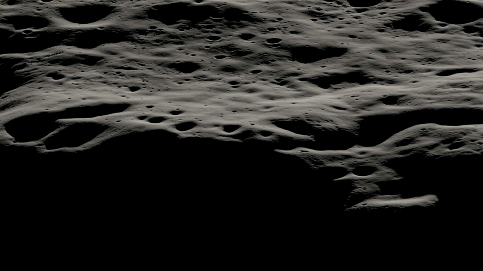 A data visualization showing the mountainous area west of Nobile Crater and the smaller craters that litter its rim