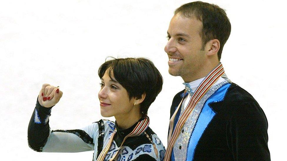 Sarah Abitbol and Stephane Bernadis after winning silver in 202