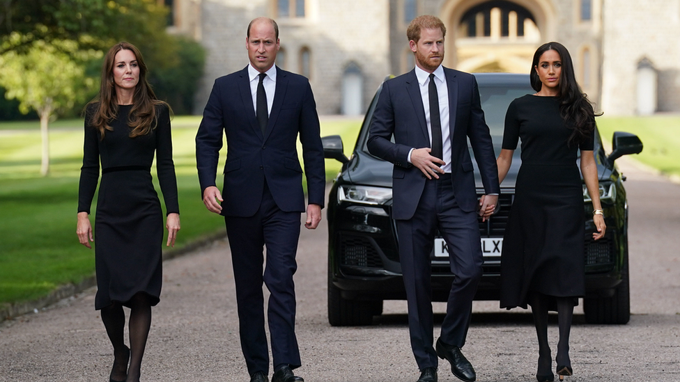 The two royal couples seen together at Windsor Castle after the death of Queen Elizabeth II