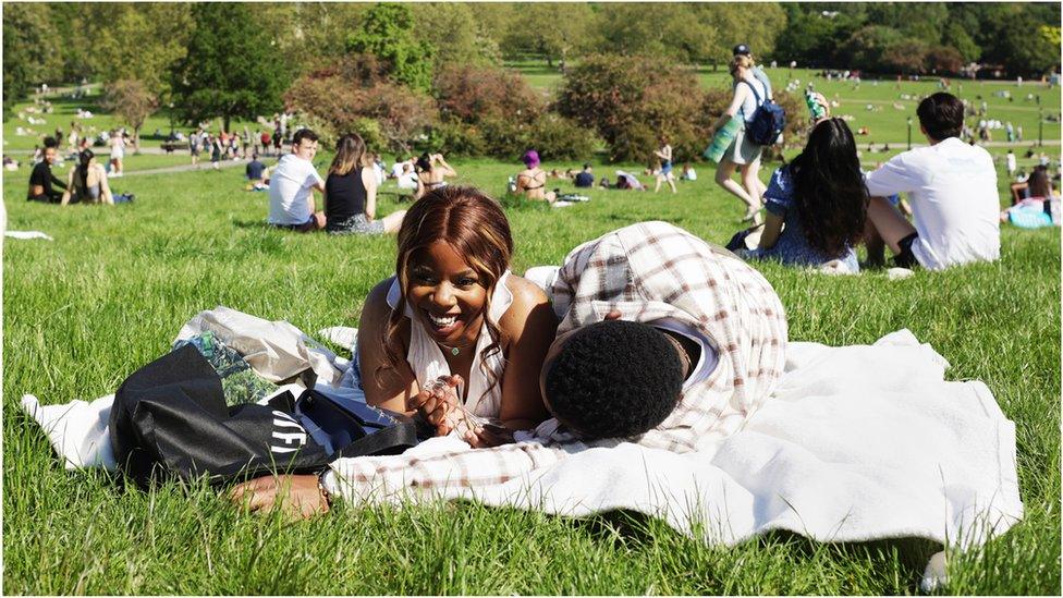 Enjoying the sun in a park