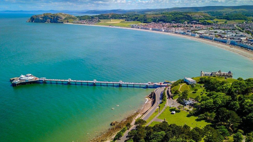 Aerial photo of Llandudno in the sunshine